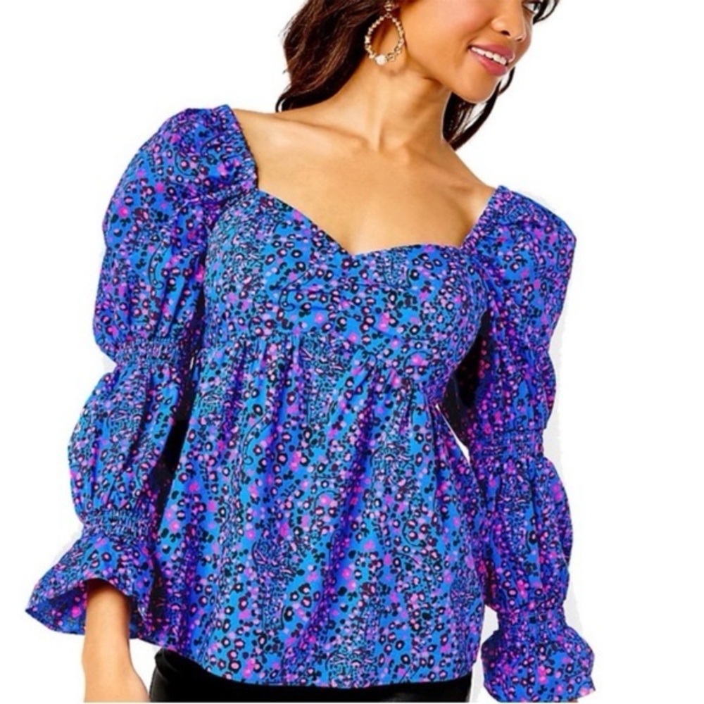 Lilly Pulitzer Blue and Pink sweetheart Top